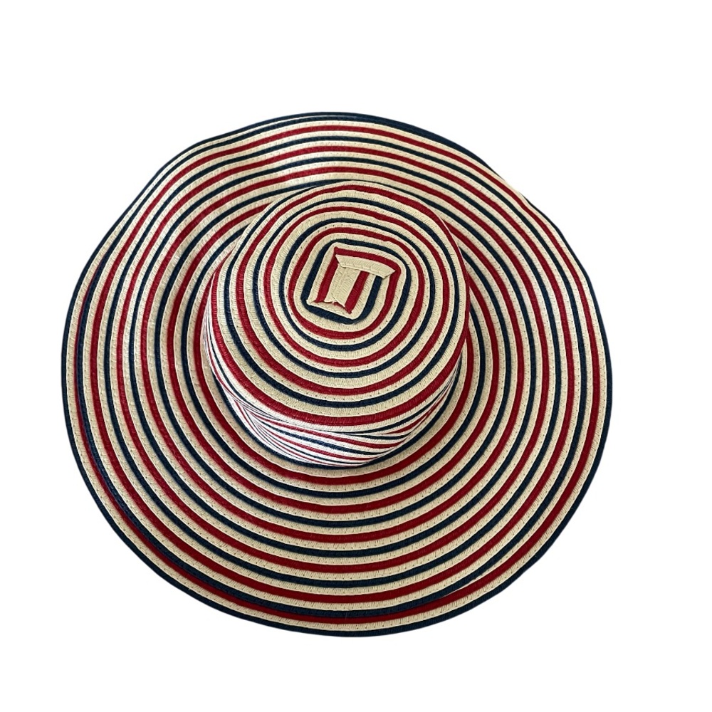 Janie and Jack Red, Navy & Natural Striped Hat